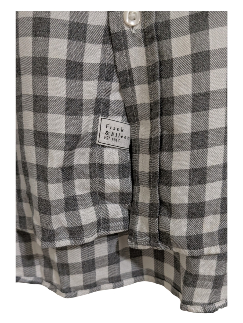 Frank & Eileen Eileen Gingham Button Up Shirt - Grey & White - Size Small - Picture 4 of 8
